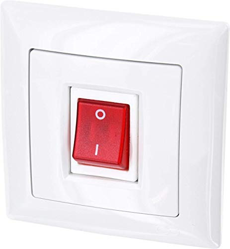 Interrupteur marche/arrêt éclairé UP pour chauffe-eau instantané - Tout-en-un - Cadre + insert encastré + couvercle (série G1 blanc pur)