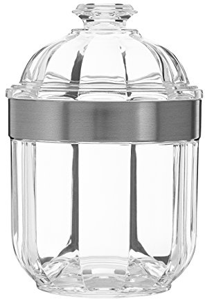 Premier Housewares Clear Canister, Acrylic, Silver, 10 x 10 x 15 cm