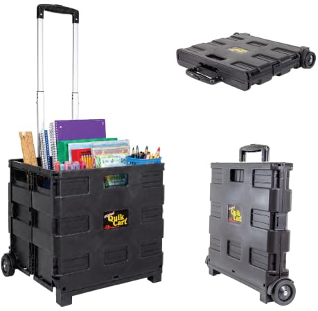 dbest products Quik Cart Faltbare Rollkiste auf Rädern für Lehrer, Polypropylen, Stahlrohrgriff, Schwarz, Without Lid