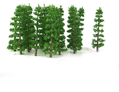 VORCOOL 20 Stück 1:100 Kunststoff Tannenbäume Modell Zug Landschaft Dekoration, Grün, 9cm, für Kinder ab 6 Jahren, enthält 20 grüne Tannenbäume