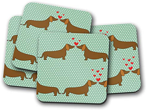 #13131 Untersetzer mit Dackelhund, Dackel-Motiv, 4 Stück