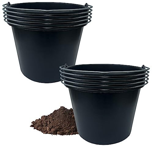 Hossi's Wholesale 10x Baueimer 12l aus Kunststoff, stabile Maurerkübel, Mörtelkübel für Baustelle und Garten