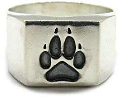 Sterling Silber Herren Siegelring Wolf Pfote massiv 925 EMPRESS R001988