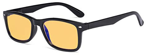 Eyekepper Blue Light Blocking Computer Reading Glasses Women Men with Amber Tinted Filter Lens - Classic Readers - Black