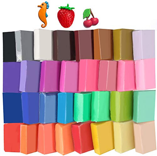 Tomorotec Polymer Clay Set, 32 Farben Knete Starter Set, Modelliermasse Ofenhärtend für DIY, Schmuckdesign, Basteln und Kunstskulpturen, Ideal für Kinder und Künstler, Kreatives Bastelset(273g)