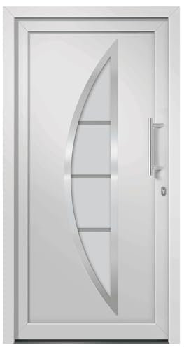 vidaXL Haustür mit Handgriff-Set 3 Schlüssel Montageset Nebeneingangstür Eingangstür Kellertür Außentür Wohnungstür Tür Weiß 98x190cm