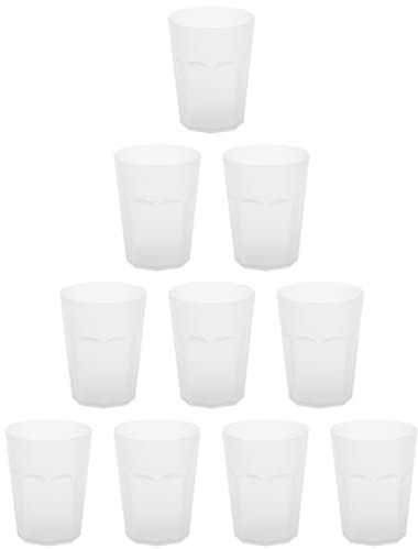 Lot de 10 gobelets en plastique - Sans BPA - Blanc - 0,4 l