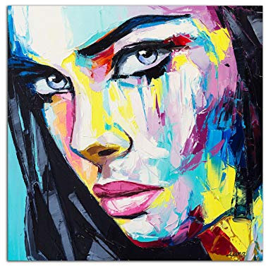Startonight Impression Sur Verre Acrylique Tableau - Portrait de Femme Colorée - Moderne Image pour la Décoration de la Maison 60 x 60 cm