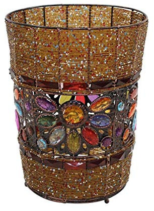 MYBA Poubelle Poubelle Non Couverte Poubelle de Recyclage Poubelle poubelles en Papier Perles à la Main Perles Original Plexiglass en Fer forgé Corbeille à Papier