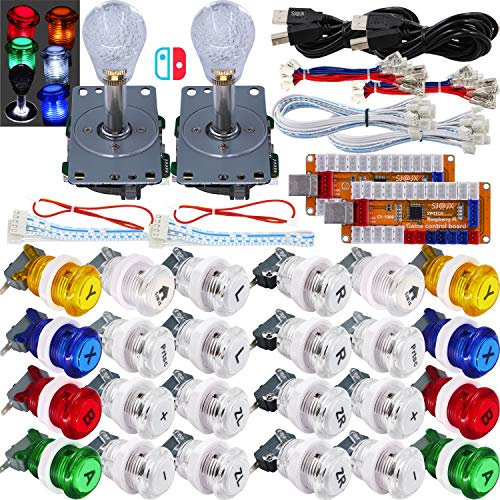SJ@JX Arcade Game LED Controller Lamp USB Encoder Board Gamepad Microswitch Light Button 8way LED Joystick for Nintendo Switch PC PS3 Retropie Raspberry Pi MAME