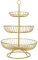 3 Tier Draht Obstkorb Ständer, Metall Tiered Obstkorb Obsthalter Obstschale Servierkorb für Obst Gemüse Snacks(Gold)