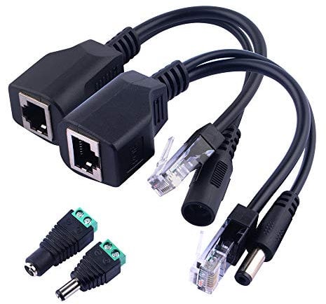 GeeekPi 1 paio di iniettori passivi Power over Ethernet RJ45 PoE + kit cavo splitter con connettore adattatore di alimentazione CC da 2,1 x 5,5 mm