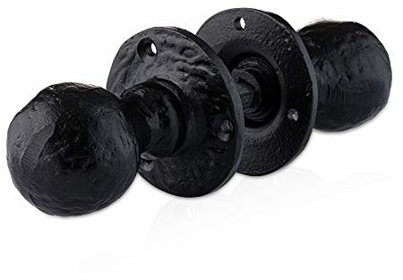 XFORT : Ensemble de poignées de porte à mortaise 63mm, poignées de porte rondes en fonte, poignées de porte traditionnelles pour portes intérieures en bois.