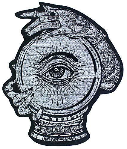 Embroidery Big Hand Eye Patches Applique for Clothes Jacket Iron on Puck Badges Tattoo Pattern 1 Piece