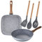 San Ignacio Juego de sarten con asador Grill de 26 cm y 28x28 cm en Aluminio Forjado y Set de 3 Utensilios de Cocina