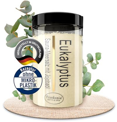 Frankonia BATH & SPA Sauna Salz Peeling Eukalyptus – 400 g Meersalz-Körperpeeling mit Jojobaöl & Vitamin E – Dusch- & Body Scrub für alle Hauttypen – Vegan & ohne Parabene