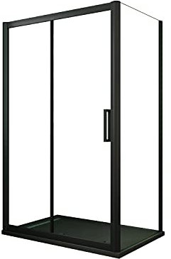 AICA cabine de douche 120x80x195cm porte de douche avec l'amortisseur cabine de douche en 8mm verre anticalcaire profilé noir mat