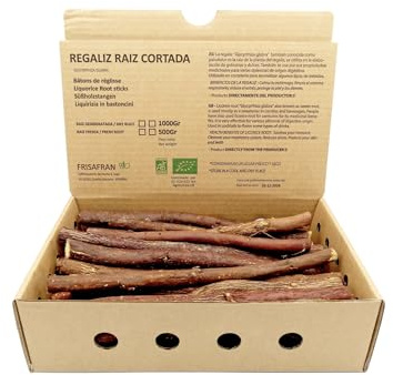 FRISAFRAN | Réglisse fraîche en bâtons | Bio | Baton De Reglisse | reglisse | bâton de reglisse bois à macher | cultivé en Navarre | 1kg | Réglisse | baton de zan | Bonbon Reglisse | baton de reglisse