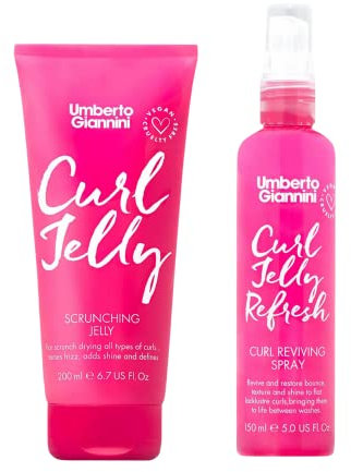 Umberto Giannini Curl Jelly 200ml - Vegane & Tierversuchsfreie Styling-Gel für Lockiges oder Welliges Haar - Frizz-Kontrolle (Jelly und Refresh Spray)