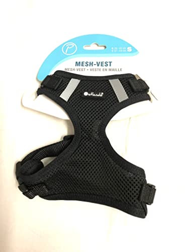 Petlando Brustgeschirr Mesh Vest schwarz S (Halsumfang 26-32 cm,Brustumfang 37-49 cm)