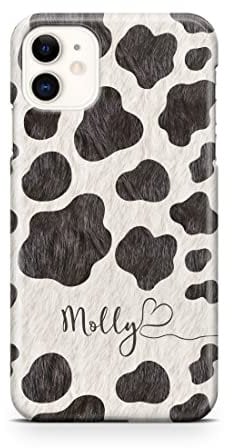 iCaseDesigner Personalised Name with Heart Animal Print Phone Case Compatible with iPhone 11 Pro. 7. Cow Print