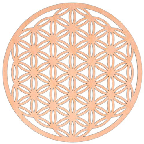 Decoration Murale Fleur de vie en Bois 40 cm x 40cm - Fleur de vie Pour Recharger Les Pierres - Decoration Salon Cercle Bois - Deco Maison Murale Salon
