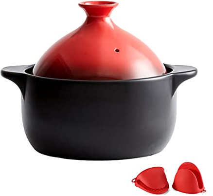 YLWX Tagine Cooking Pot, Handmade Tajine Pot Moroccan, Simple Clay Pot for Cooking, Ceramic Cookware (Color : Red, Size : Medium)