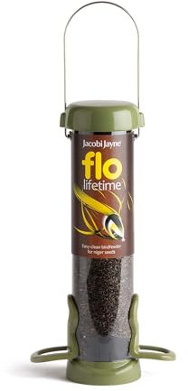 Jacobi Jayne® flo™ Futterspender für Nigervögel, klein, robust, leicht zu reinigen, für Wild- und Gartenvögel
