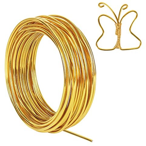 9 Gauge 3mm Aluminum Craft Wire, 50 Feet Bendable Metal Wire for Sculpting, Bike Modelling Skeleton Crafting Floral Making, Jewelry Making, Weaving and Wrapping (Gold)
