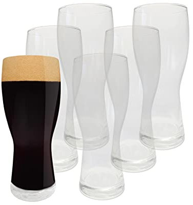 Provance 6 x Bierglas Schwarzbierglas Dunkelbier Stout Pint 500 ml 0,5 Liter Ø 8,5 x 20cm Glas spülmaschinenfest Ø 8,5 x 20 cm ohne Füllstrich zeitloses Design klares Glas
