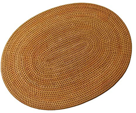 RIYAN Gewebte Rattan-Platzsets, oval, rund, nicht hitzebeständig, natürliches Tischset, 30 x 40 cm