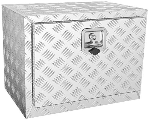 VEVOR Boîte à Outils pour Camion 61×43×46 cm Coffre Sous-châssis Fixation Inférieure Caisse de Stockage en Alliage d'Aluminium Solide avec Serrure et Clés pour Remorque Pick-up Véhicules Transport