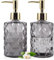 GOYISEE Glas Seifenspender,12 Oz Diamant Design Glas Nachfüllbare Hand Seifenspender, Mundwasser Lotion Spender für Küche, Badezimmer (Gray 2 Pack)
