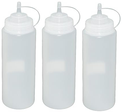 3 Stück transparente Quetschflaschen 1 Liter Dosierflasche Spenderflasche Dressingflasche