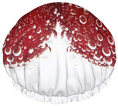 Cherries Shower Cap,Cherries In Water With Bubbles Double Layer Bath Caps Perfect For All Hair Lengths And Thicknesses