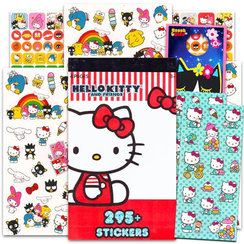 Hello Kitty Ultimate Stickers Bundle - Over 300 Hello Kitty Reward Stickers for Kids, Girls, Toddlers Plus Cat Door Hanger | Hello Kitty Stickers Party Favors