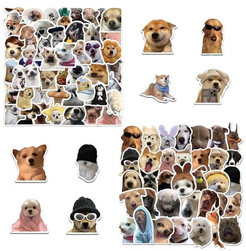 JTMKYO 110 Blatt realistische wasserfeste Selbstklebende Hundeaufkleber, wasserfeste Selbstklebende Aufkleber, stilvolles Aufkleberset, Tieraufkleber für Laptops, Gepäck und Scrapbooking.