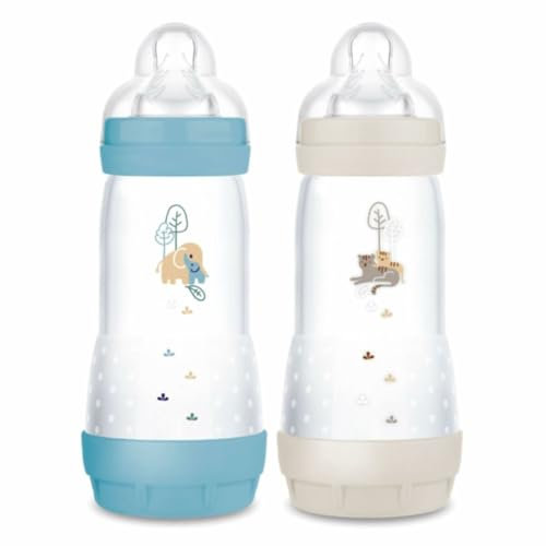 MAM Biberon Easy Start/Anti-Colique - 320ml - Océan + Sable - Tétine Débit 3 - X2-
