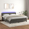 Festnight Bettgestell Samt Boxspringbett 180x200 mit Matratze LED Polsterbett Doppelbett Bettrahmen Bett mit Verstellbar Kopfteil Bettgestell Samt Boxspringbetten mit Lattenroste Dunkelgrau