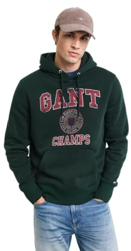 Gant Herren Front Graphic Sweat Hoodie Kapuzenpullover, Tartan Green, M EU