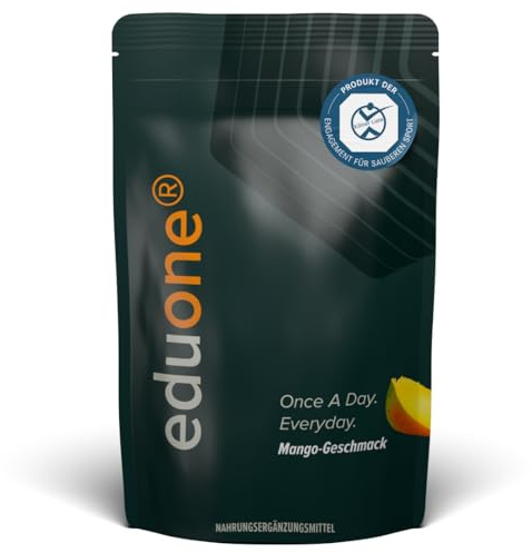 edubily® eduone - Greens Pulver - All-In-One Drink mit Vitaminen, Mineralien & Pflanzenstoffen - Mit Darmbakterien, Vitalpilzen und Meat Based Bioactive Compounds (MBBCs) (360 g, Mango)