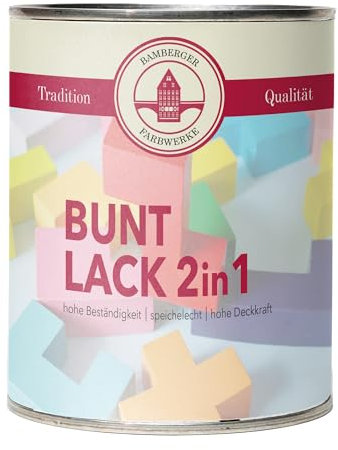Bamberger Farbwerke Buntlack 2in1, Acryllack für Holz, Metall, Kunststoff (Verkehrsrot matt, 750ml)