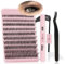 QUEWEL Kit-Extension-Cils,200pcs Faux -Cils Individuel MIX8-18 Cluster Extensions De Cils Individuels Avec Lash Bond And Seal Applicateur,cils-extension de cils professionnel (QD02)
