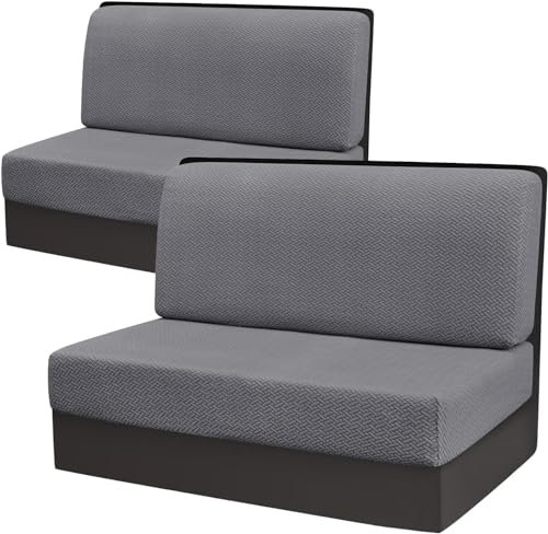 77Tkiop 1/2 Satz Camper Kissenbezüge - RV Dinette Kissenbezüge，Waschbarer Loveseat Sofa Möbelschutz, Sofa Couch Schonbezüge，Jedes Set enthält 1 Rückenlehnenbezug + 1 Sitzbankbezug (2, Dunkelgrau)