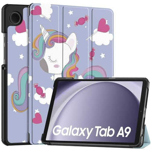 Vakarey para Samsung Galaxy Tab A9 Funda 8.7 Pulgadas,Funda Tablet para Samsung Tab A9 2023 SM-X110/SM-X115,Unicornio
