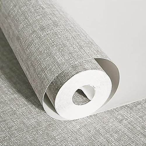 Anttyscar Grey Wallpaper Modern Minimalist Non-Woven Wallpaper in Coarse Linen Look Plain Fabric Textile Look Modern Linen Look Structure for Livingroom Bedroom