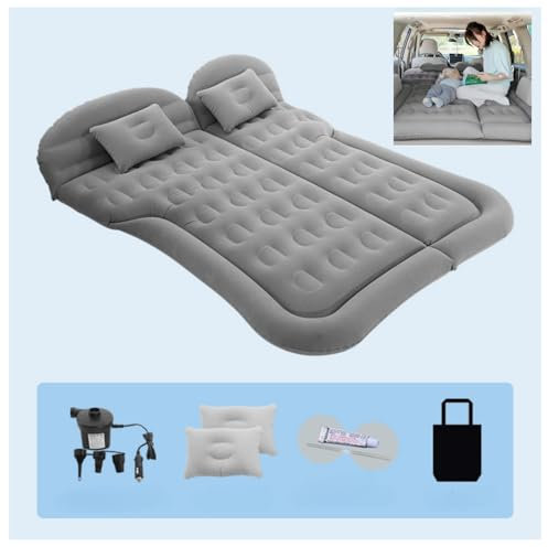 GDJIAYIYI Car camping Mattress,Car camping Essential,car bed,Inflatable Car Mattress, car air mattress, Waterproof,with 2 pillows &1 inflatable pump (Grey-180 * 130cm)