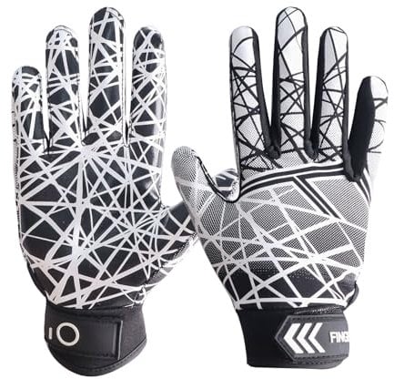 American Football Receiver Handschuhe für Youth Jungen Mädchen, Torwarthandschuhe rutschfest Impact Palm Protection Outdoor Sport, Wasserdicht Gloves Fit Kinder (Kohlenstoff, S)