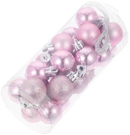 Amosfun 48 STK Kugelverzierung Matte weihnachtskugeln pink Weihnachtsbaum rosa Kugeln Weihnachtskugeln zum Aufhängen rosa Dekorationen Weißes Goldener Ball hängende Kugeldekoration