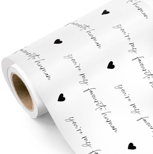WRAPAHOLIC Geschenkpapierrolle zum Valentinstag, Mini-Rolle, 43,2 cm x 10,2 m, You're My Favourite Human Design, perfekt für Hochzeit, Jahrestag, Party, Urlaub
